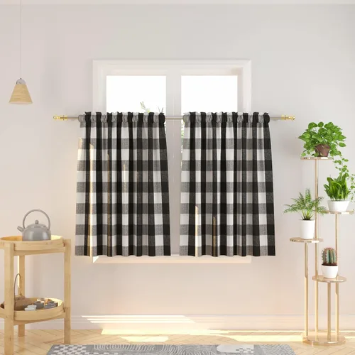 Miniatura 53 de Cenefas de cortina para ventana de 16 pulgadas de largo, 2 paneles de cuadros búfalo, cortinas pequeñas con bolsillo para barra, estilo clásico