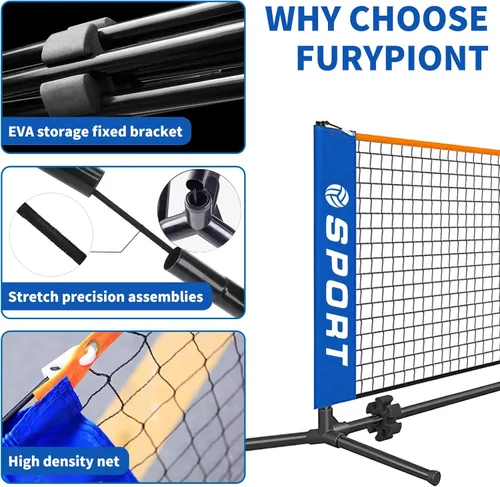 Miniatura 3 de 10 FT Mini Portable Pickleball Net Equipment Set - Tennis Net for Driveway Backyard, 2 Pickleball Paddles, 8 Pickleballs and Potable Carry