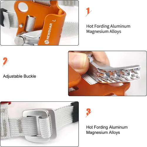 Miniatura 4 de NewDoar - Bloqueador de pie elevado para escalada en roca y montañismo, dispositivo de escalada Izquierda Naranja