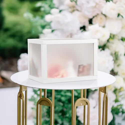 Miniatura 5 de AW BRIDAL Caja de tarjetas de boda esmerilada para recepción, 10.5 x 7 x 7 pulgadas, soporte para caja de sobres de dinero para graduación, fondo