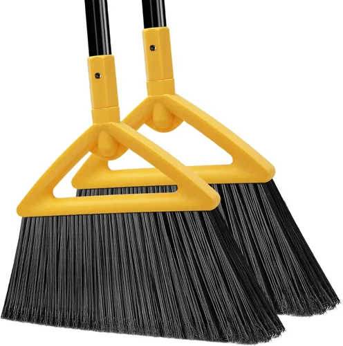 Miniatura 8 de Escoba resistente para exteriores e interiores, paquete de 3 escobas angulares comerciales mejoradas, escoba amarilla perfecta de la casa, cocina, 3