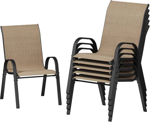 Miniatura 19 de UDPATIO Patio Chairs Set of 2, Stackable Silver Outdoor Dining Chairs with High Back, Breathable Textilene Fabric Outdoor Chair All Weather, for