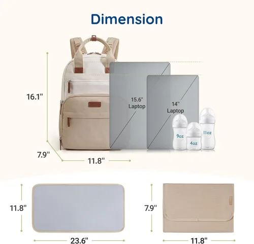 Miniatura 4 de Mommore Mochila para pañales expandible grande para bebé para 2 niños/gemelos con bolsillo húmedo y seco, mochila para pañales de viaje para mamá