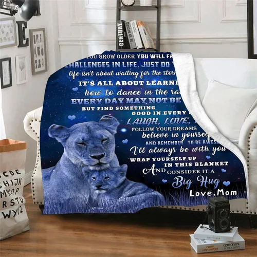 Miniatura 6 de tgruihm Regalo para mi Hijo de Mamá, Manta Azul de León para mi Hijo, Regalos para Hijos de Mamá, Manta de Flanela Super Suave y Acogedora para A