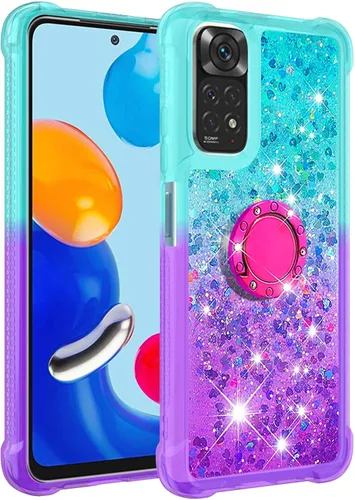 Miniatura 2 de Funda para teléfono Xiaomi Redmi Note 11S, funda para Redmi Note 11 4G, brillante efecto arena movediza TPU parachoques con cuatro esquinas cubierta