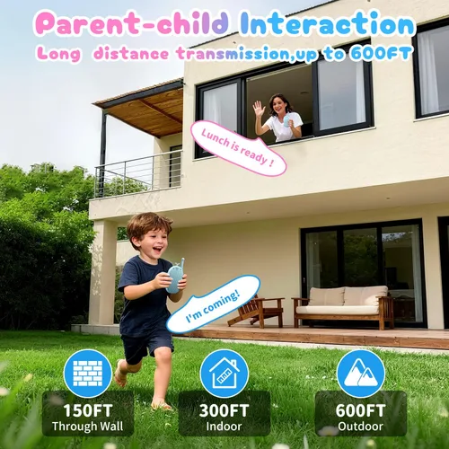 Miniatura 4 de Walkie Talkies de video mejorados para niños, paquete de 2 unidades recargables de voz/videollamadas para niños, juguetes para interiores, Azul/Azul