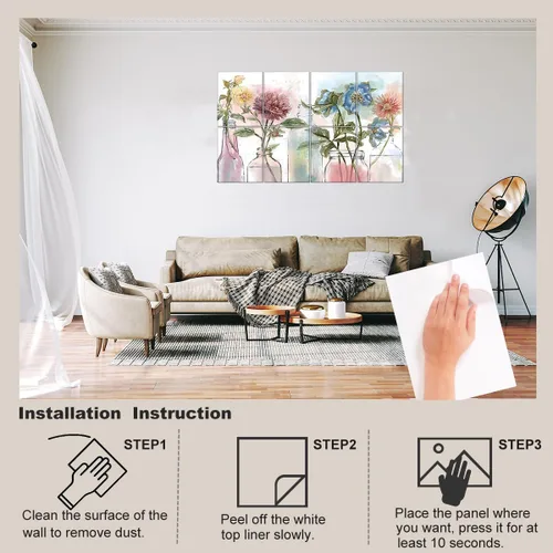 Miniatura 6 de HONORIA Paquete de 8 paneles acústicos artísticos de 48 x 32 pulgadas, paneles de pared autoadhesivos insonorizados, paneles de pared acústicos