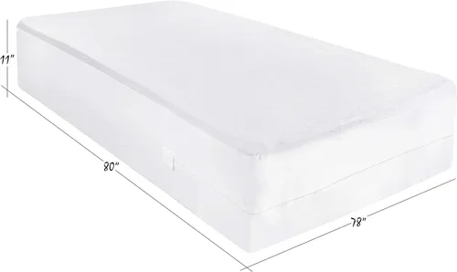 Miniatura 14 de Masirs Funda de colchón con cremallera - Impermeable, transpirable, silenciosa, lavable a máquina, suave parte superior de rizo para un cómodo sueño