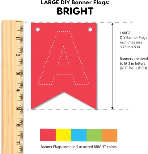 Miniatura 3 de 80 banderas de papel para bricolaje, banderines brillantes, grandes (3.75 x 5 pulgadas), banderines en blanco hechos en Estados Unidos
