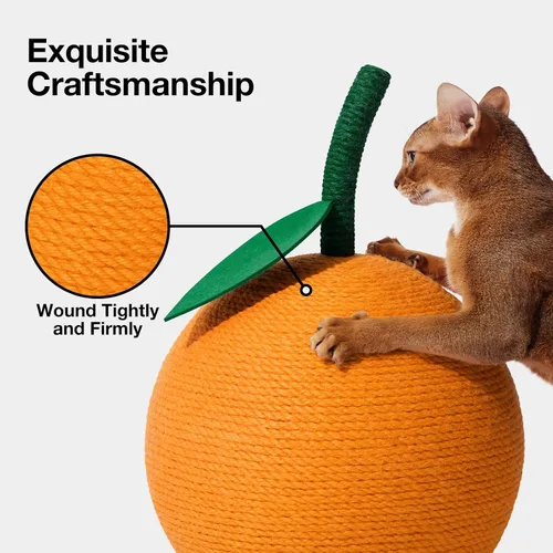 Miniatura 3 de VETRESKA Poste Rascador para Gatos Naranja, Lindo Rascador para Gatos con Cuerda de Yute, Poste Rascador Vertical para Gatos de Interior y Gatitos