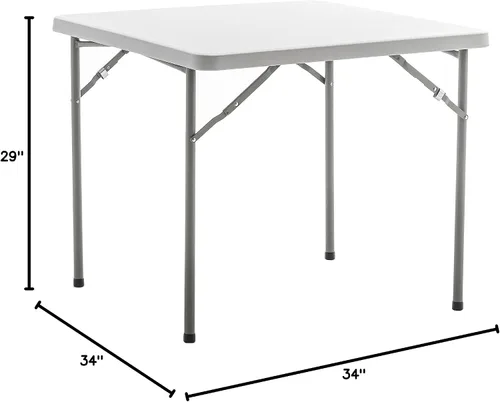 Miniatura 3 de BTEXPERT Juego de 2, mesa plegable cuadrada de plástico de granito blanco de 3 pies portátil para juegos de mesa de cartas, noches, reuniones
