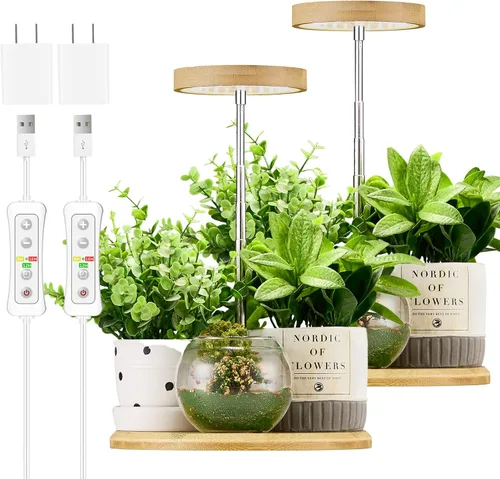Miniatura 6 de yadoker Luz de cultivo de plantas, luz LED de espectro completo para plantas de interior, altura ajustable, temporizador automático, bajo voltaje