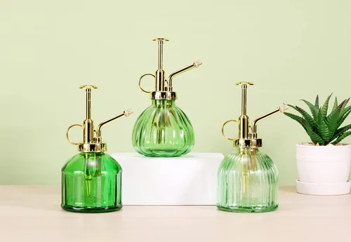Miniatura 6 de Glass Plant Mister - Botella rociadora de agua de vidrio verde de 6.5 pulgadas con bomba superior dorada, rociador de plantas pequeñas para plantas