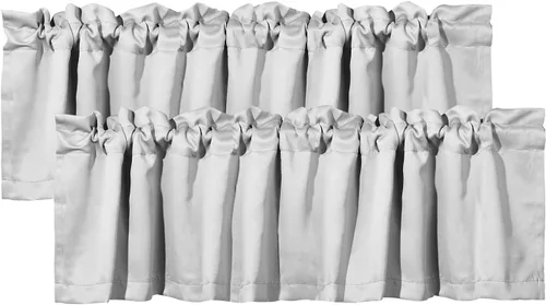 Miniatura 9 de 2 paneles de cenefas de cortina para ventanas, cenefas opacas de 52 x 18 pulgadas, cenefas decorativas con bolsillos para barra de 1.9 pulgadas