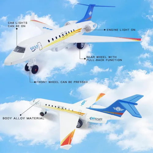 Miniatura 5 de OTONOPI Juguete de avión, juguete de avión de metal fundido a presión G650 modelo Single Airlines, Pull Back Bump and Go Airbus Avión con luces