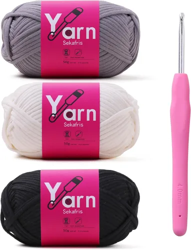 Miniatura 43 de Hilo de Crochet con Hilo de Algodón para Crochet – Hilos de Crochet Tejido para Principiantes con Puntadas Fáciles de Ver – Hilo para Crochet