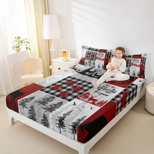 Miniatura 15 de Erosebridal Sábana bajera con temática de pesca, juego de ropa de cama rústica de granja tamaño individual para niños, adolescentes y adultos, ropa