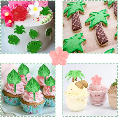 Miniatura 7 de 4 moldes de flores tropicales y hojas, molde para fondant de hojas de hibisco, flor de Monstera, hoja de palmera, plumeria, flores, moldes de Rosa