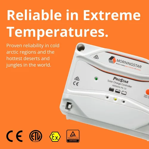 Miniatura 5 de Morningstar Prostar 30A PWM Controlador de carga solar (PS-30) – Regulador de panel solar inteligente, compatible con baterías de litio LA/12V/24V