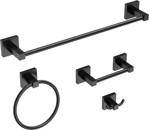 Miniatura 15 de Ruacq Soporte de papel higiénico de níquel cepillado, anillo de toalla, accesorios de baño, juego de accesorios de baño de doble poste giratorio