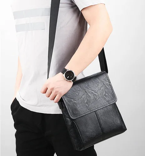 Miniatura 2 de Bolso de hombro pequeño, bolso cruzado para hombre, bolso vintage de piel sintética para oficina, bolsa de negocios para hombres, bolso