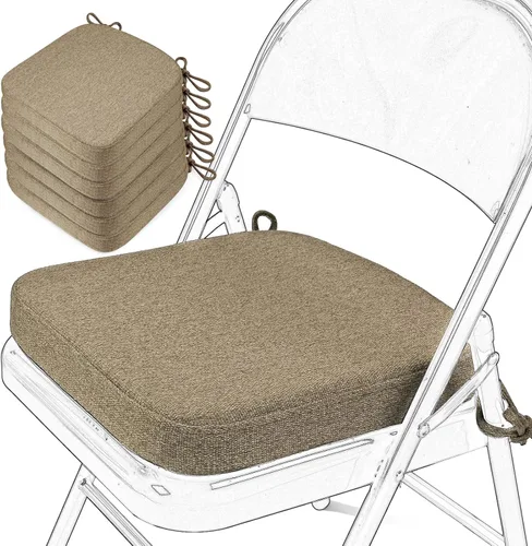 Miniatura 26 de SINOSSO Cojín de espuma viscoelástica para silla plegable, 1 unidad, almohadilla cuadrada gruesa de 2 pulgadas para silla de cocina con lazos, cojín