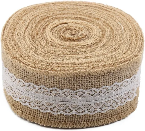 Miniatura 2 de DECORA 10 yardas de cinta de arpillera natural con lazo para moño, 2 pulgadas de ancho 2.0 in