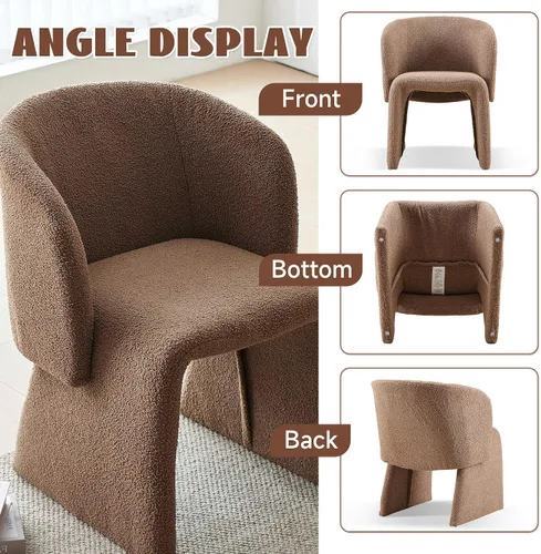 Miniatura 4 de Barrel - Silla de cocina y comedor, sillas de tocador de maquillaje modernas y cómodas con brazo, terciopelo tapizado, sofá individual, dormitorio