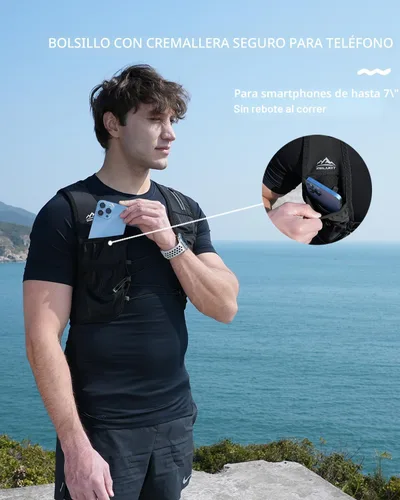Miniatura 3 de Zelvot Chaleco de correr para mujeres y hombres, patente original de Estados Unidos, correas ajustables para el pecho, chaleco de hidratación