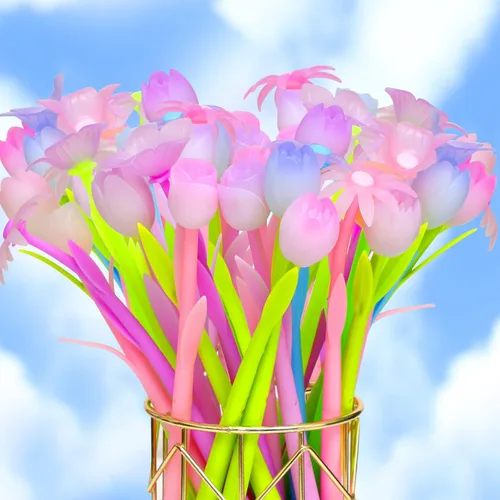 Miniatura 9 de Tenare 18 bolígrafos de flores que cambian de color, bolígrafos de tinta de gel coloridos, bolígrafos de rosa para la escuela, hogar, oficina