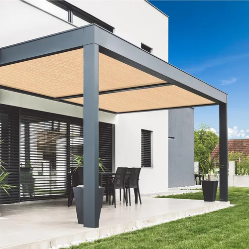 Miniatura 4 de VICLLAX Tela de sombra 90% con ojales reforzados, tela de protección solar para exteriores, patio, jardín, pérgola, toldo de 8 x 8 pies, trigo