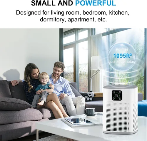 Miniatura 4 de Paquete de 2 purificadores de aire para dormitorio del hogar de hasta 2190 pies cuadrados, purificador de aire Honeyuan H13 HEPA con entrada de aire