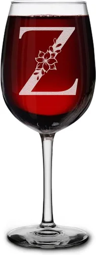 Miniatura 28 de shop4ever Copa de vino con monograma floral con inicial grabada de 16 onzas (B), copa de vino grabada con tallo para mujer, regalo de cumpleaños