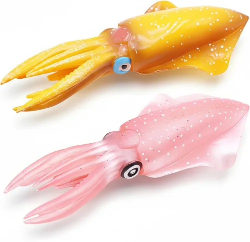 Miniatura 3 de Gemini&Genius Juguete de calamar para niños, animal bioluminiscente marino, juguete de sepia, figura de acción de animal marino, regalo ideal