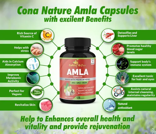 Miniatura 4 de Cápsulas orgánicas Amla de 2250 mg y Arjuna, Ajo Suplementos naturales de vitamina C, altos antioxidantes, rejuvenecedor Apoya la inmunidad
