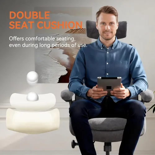 Miniatura 5 de Silla de dibujo ergonómica alta para escritorio de pie, taburete de malla de 400 libras con reposapiés ajustable, cojín de asiento doble y brazos
