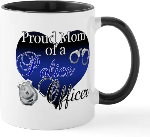 Miniatura 53 de CafePress Taza de café de cerámica de 11 oz (11.0 fl oz) de Police Mom