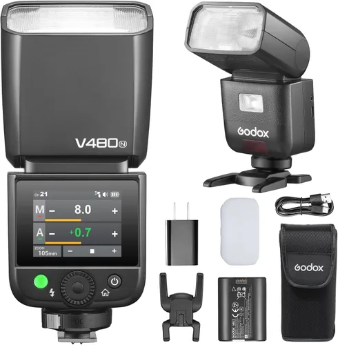 Miniatura 11 de Godox V480S TTL Speedlite Flash para cámaras Sony, GN50, pantalla táctil de 2.0 pulgadas, HSS 1/8000s, sincronización de obturador electrónico, 2.4G