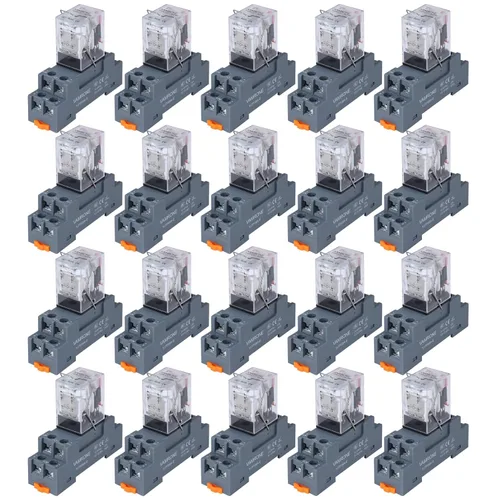 Miniatura 31 de Relé de potencia electromagnética, bobina de relé de CA de 8 pines de 10 amperios 110 V/120 V con base de enchufe, indicador LED, DPDT 2NO 2NC - 9