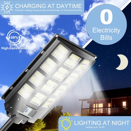Miniatura 8 de Paquete de 3 Luces Solares para Estacionamiento - Luz Solar de Calle de 8000W 360000LM del Anochecer al Amanecer Luces de Calle con Energía Solar