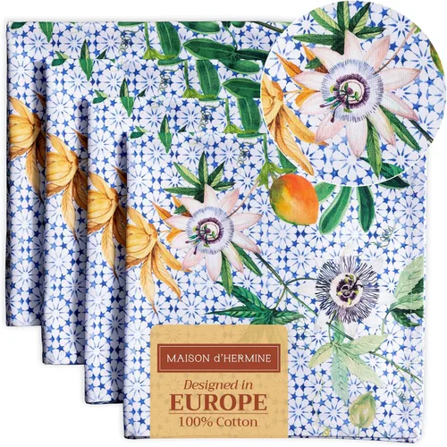 Miniatura 120 de Maison d' Hermine Happy Florals - Juego de 4 servilletas 100% algodón suave y cómodo perfectas para cenas familiares, bodas, fiestas de cóctel, 063