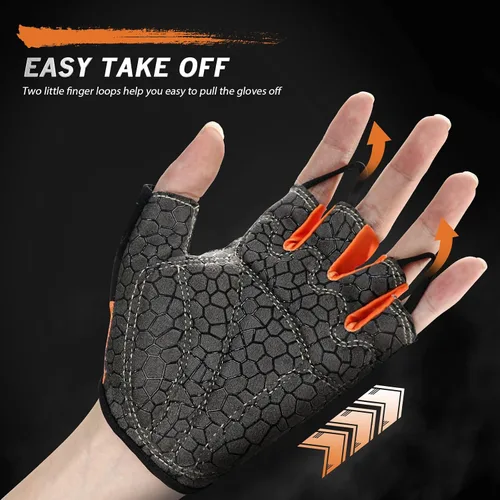 Miniatura 3 de Guantes de bicicleta para hombres y mujeres con almohadilla antideslizante que absorbe los golpes, guantes de ciclismo ligeros de medio dedo