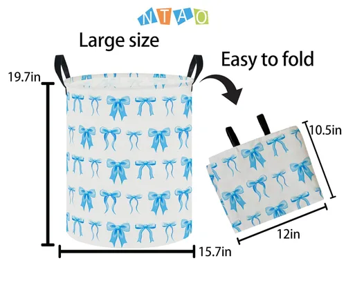 Miniatura 2 de NTAOHAMPER Cesta de lavandería, cesta de lavandería, cesta de guardería de bebé, contenedor de almacenamiento impermeable, cesta organizadora