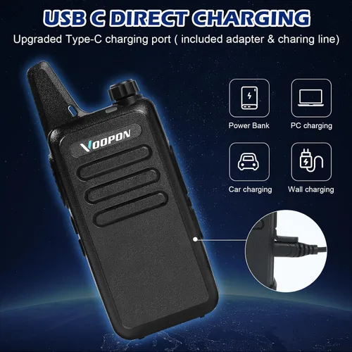Miniatura 5 de Walkie Talkies recargables para adultos, 22 canales FRS con auriculares, mini transceptores VOX de largo alcance, radios bidireccionales