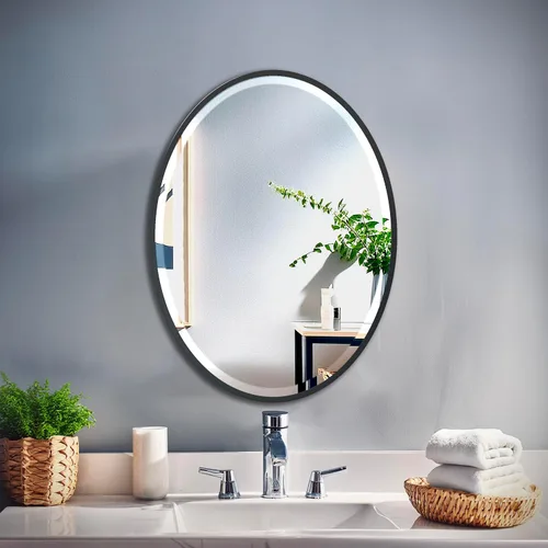 Miniatura 21 de Gatco Espejo de pared de baño 1820, 28 pulgadas de alto x 21 pulgadas de ancho, espejo moderno para sala de estar, tocador, diseño delgado, espejo