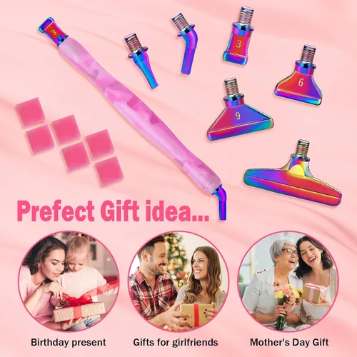 Miniatura 7 de Sttargxing Kit de 28 bolígrafos de pintura de diamante, 13 puntas de acero inoxidable con 12 arcilla, accesorios de pintura de diamante 5D, repuesto