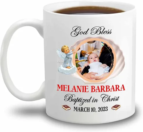 Miniatura 11 de Tazas personalizadas de la Santa Comunión de 11 onzas y 15 onzas, taza de café blanca con texto en inglés "My First Holy Communion", regalos