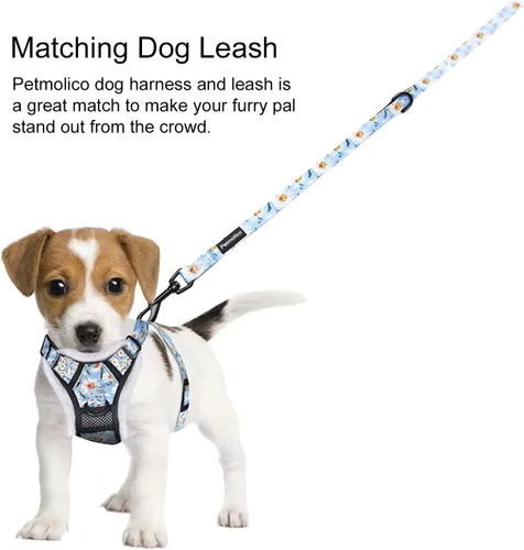 Miniatura 4 de Petmolico Arnés floral y correa para perro, arnés de forro polar para perro con 2 clips para correa y asa de fácil control para perros pequeños