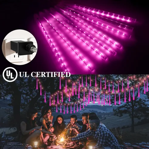 Miniatura 2 de Luces de lluvia de meteoritos, 192 luces LED de lluvia que caen, 8 tubos de 11.8 pulgadas, impermeables, para Navidad, enchufables, luces LED