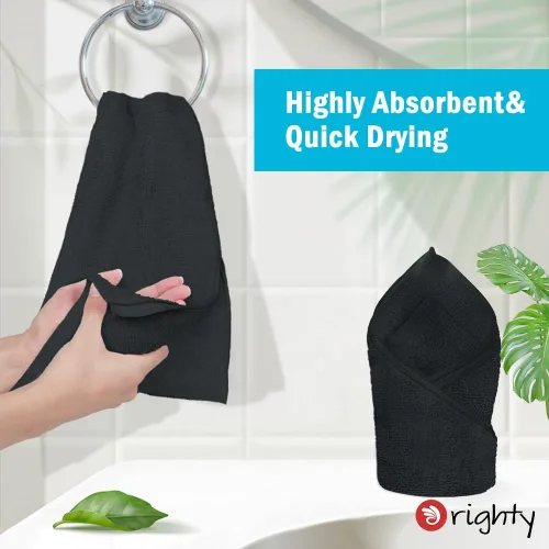 Miniatura 5 de Orighty Paquete de 6 toallas de mano negras, toallas de microfibra de secado rápido y absorbentes, de 16 x 28 pulgadas, toalla de yoga blanca ligera
